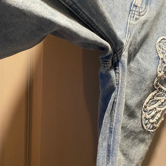 PacSun Butterfly Embroidered High Rise Straight Leg Jeans 27 Y2K - Picture 7 of 13